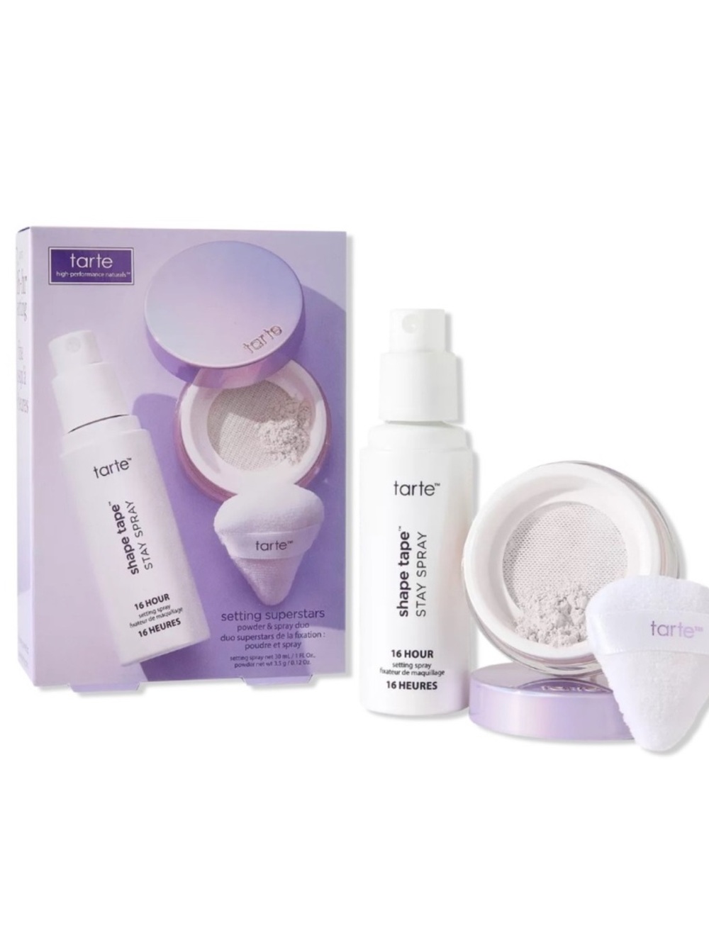 TARTE SETTING SUPERSTARS POWDER & SPRAY DUO:-TRANSLUCENT